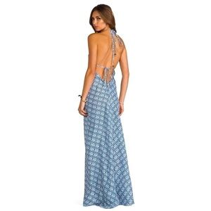 Elegant Blue Halter Maxi Dress
